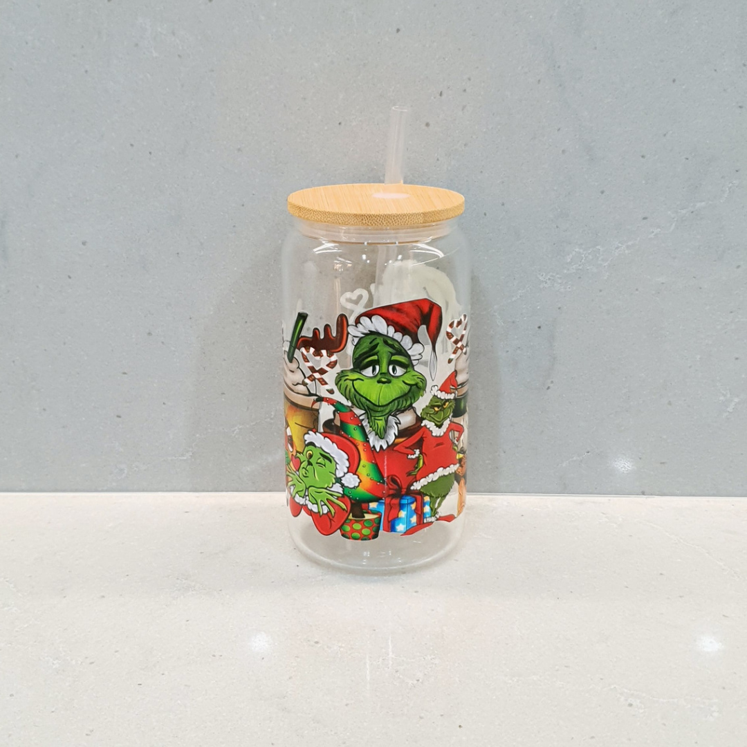 16oz Glass Can - GRINCH 1