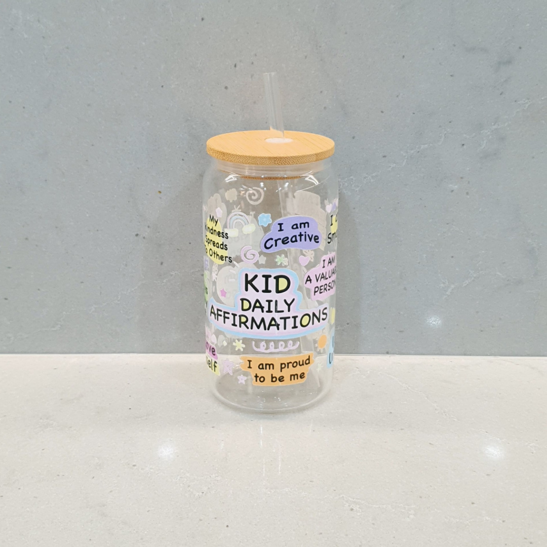 16oz Glass Can - KID DAILY AFFIRMATIONS