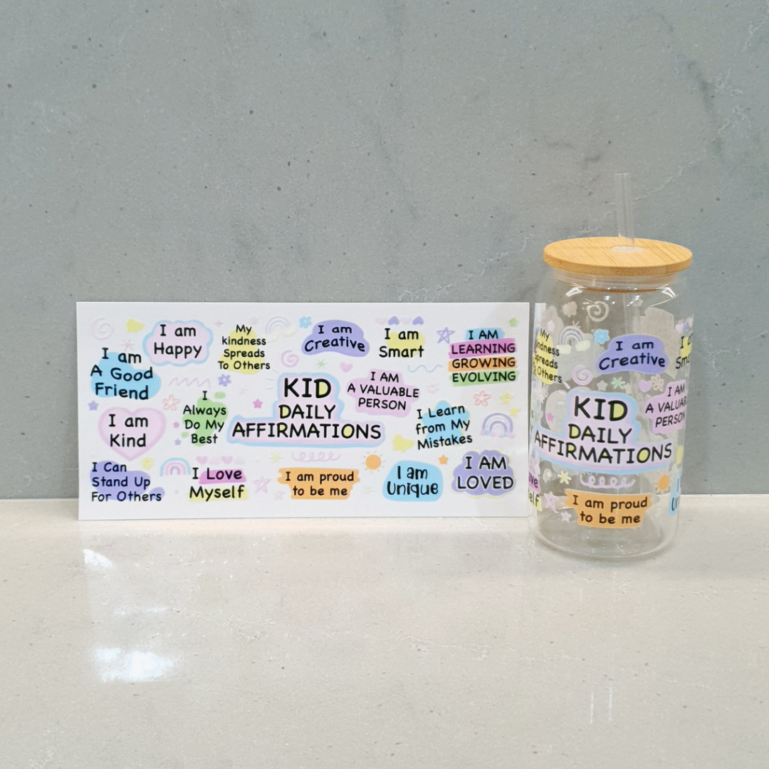 16oz Glass Can - KID DAILY AFFIRMATIONS