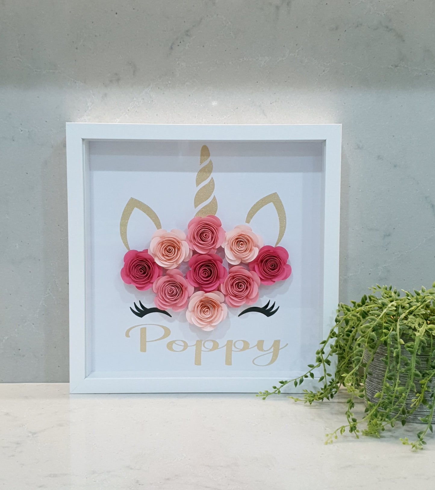 Personalised Unicorn shadow box