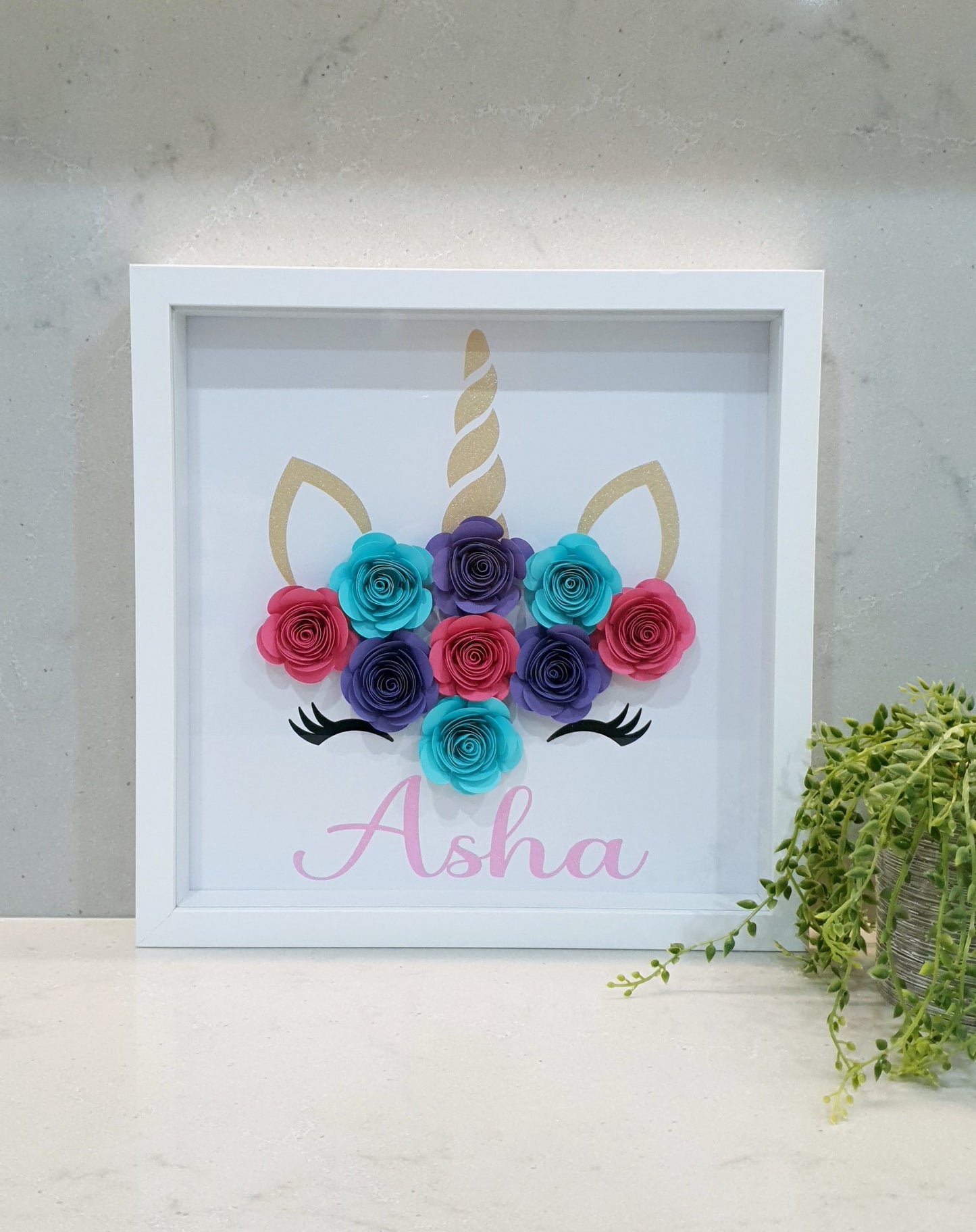 Personalised Unicorn shadow box